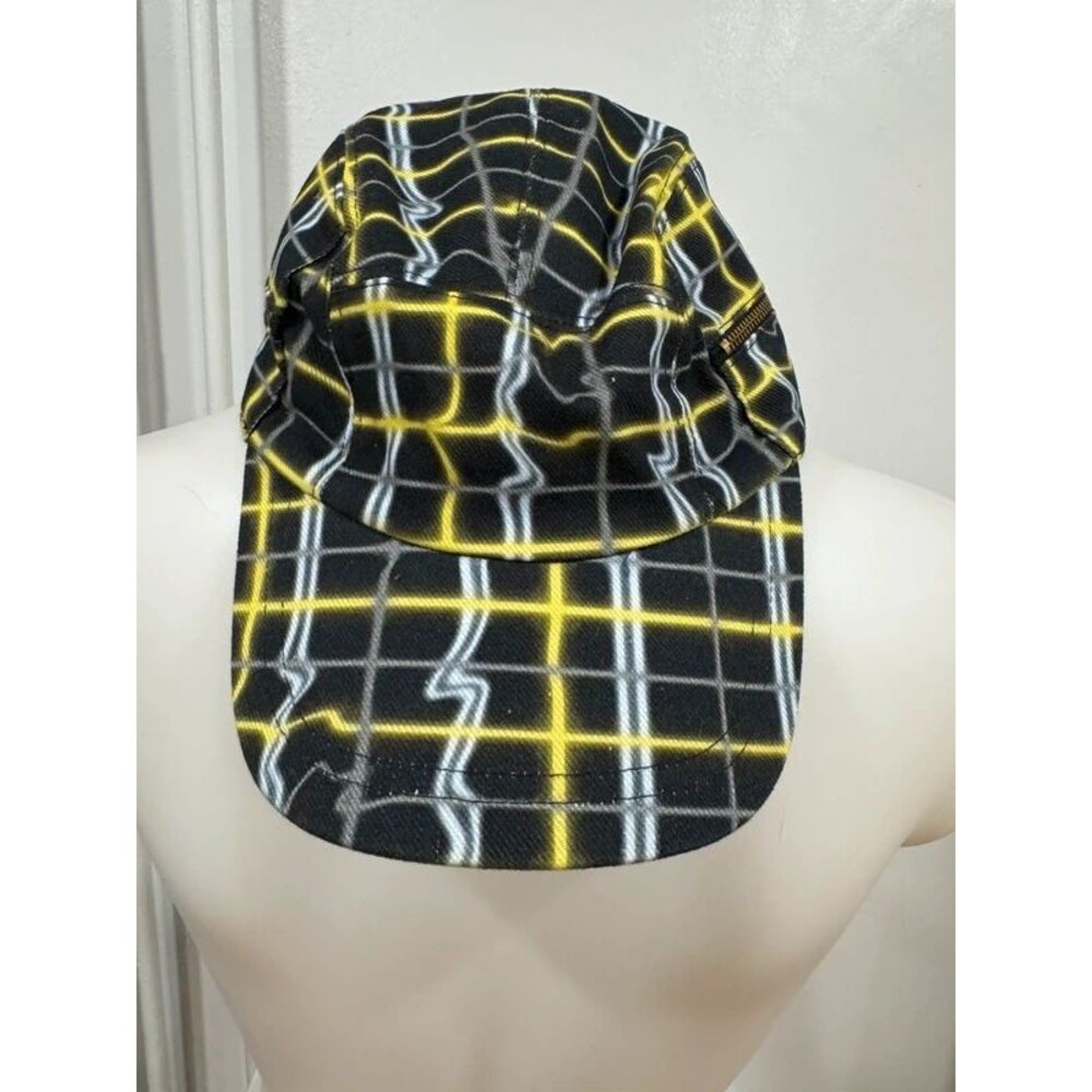 NWT Kenzo Black Yellow White Grid Print Cap